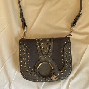 See By Chloe crossbody gray studded bag.